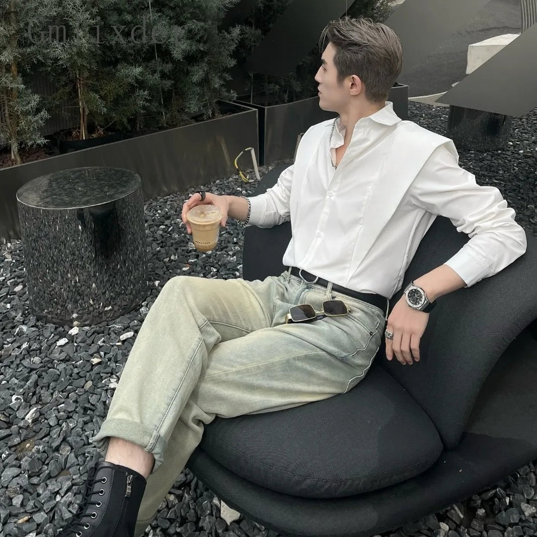 CAMISA HOMBROS ANCHOS ELEGANTE HOMBRE RAYVAN™