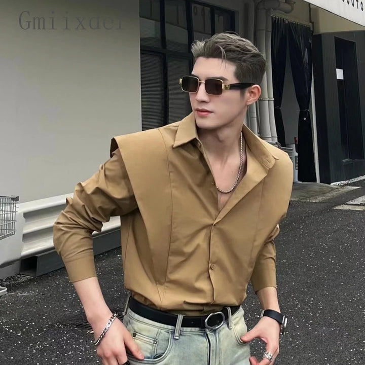 CAMISA HOMBROS ANCHOS ELEGANTE HOMBRE RAYVAN™